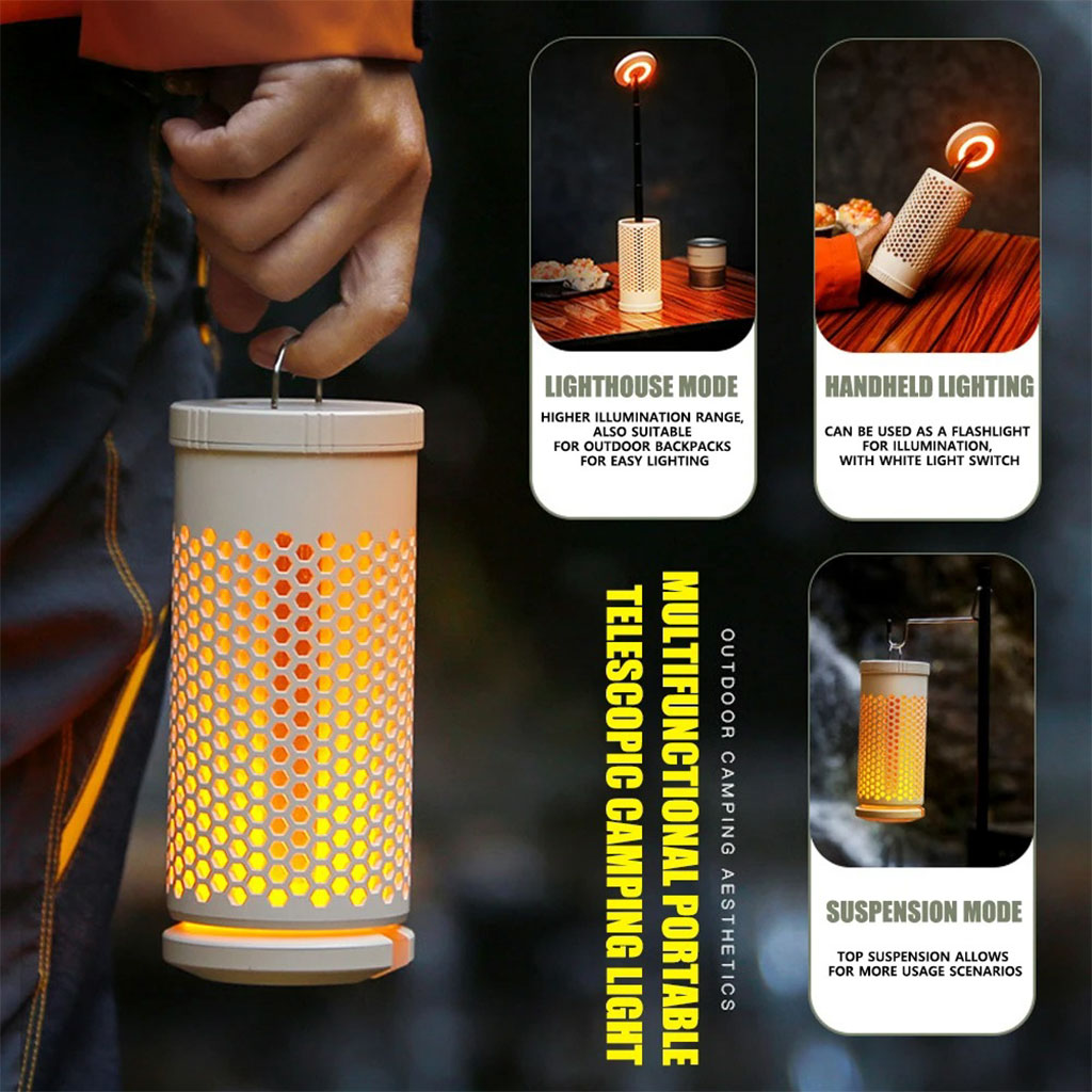 Lampe de camping design en nid d’abeille avec 3 couleurs variable rechargeable - Camping et Randonnée - صورة 7