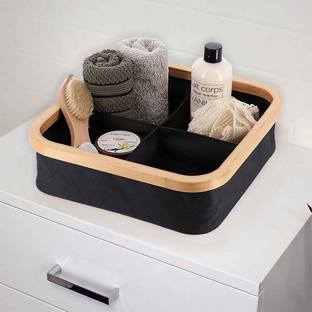 Panier de rangement pour salle de bain en feutre tissé 4 compartiments – سلة تنظيم الأغراض في الحمام