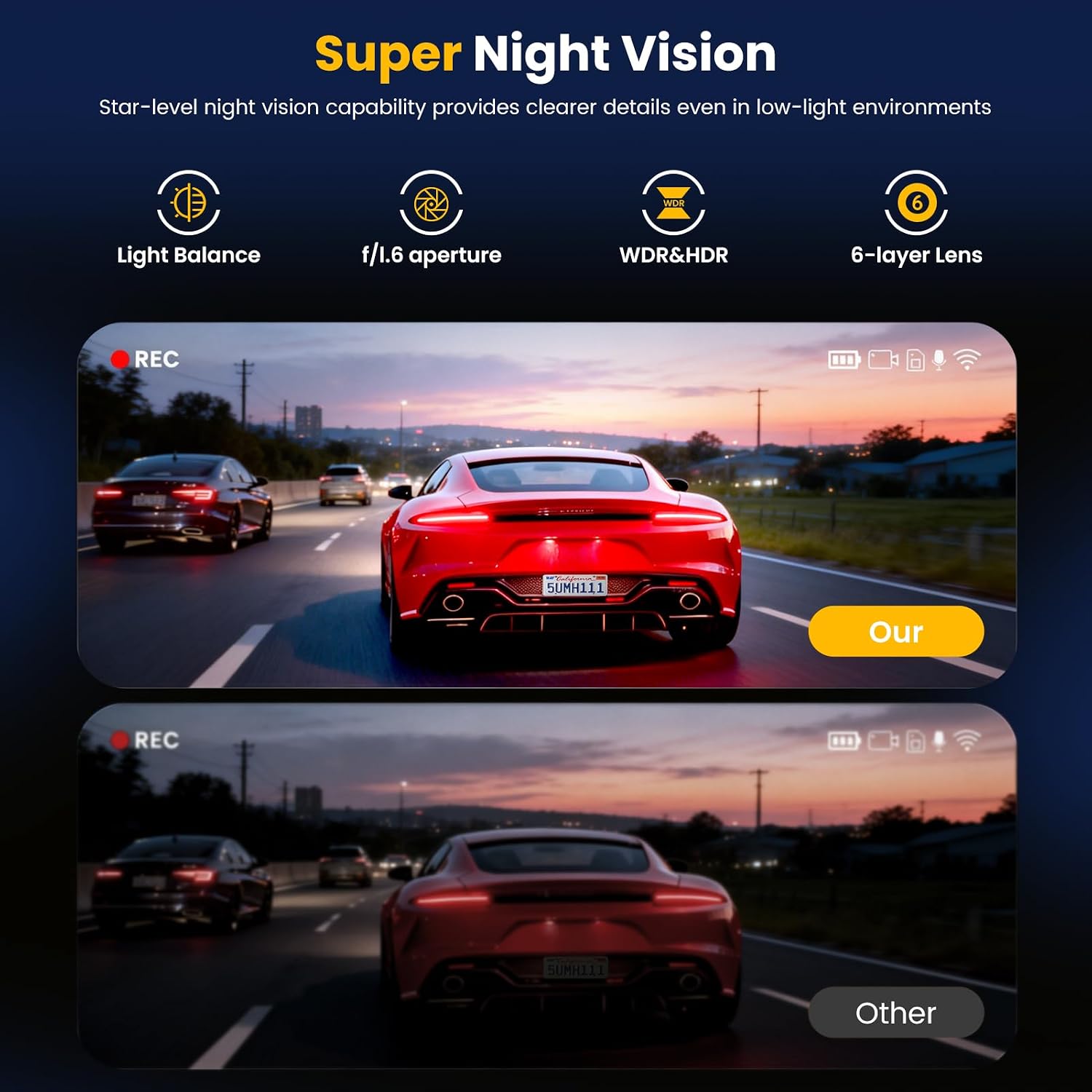 Dash Cam Voiture 4 Caméras 360° WiFi avec Vision Nocturne - كاميرا مراقبة سيارة 4 عدسات بتصوير 360 درجة ورؤية ليلية - Accessoires Auto/Moto - صورة 8