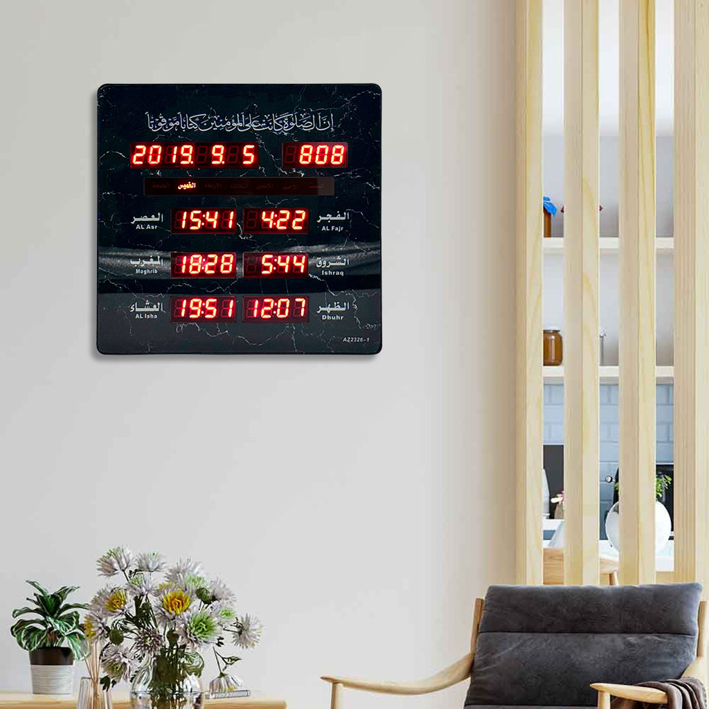 Horloge Islamic Digitale LED avec Heures de Prière AZ2326 – ساعة رقمية إلكترونية لمواقيت الصلاة - Décoration - صورة 3