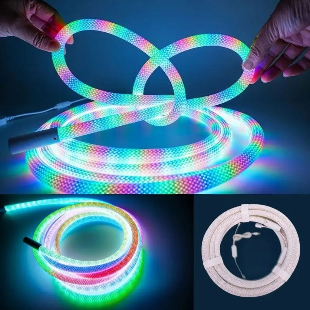 Bande LED Néon RGB motif réticulaire rond à 360 degrés flexible – شريط إضاءة ملونة - Électronique - صورة 7