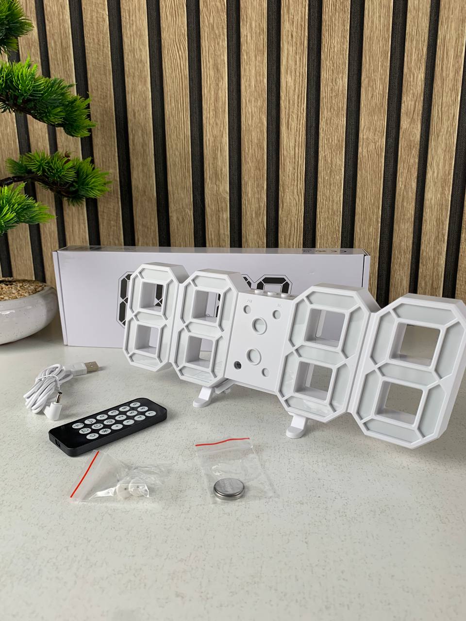 Horloge Murale numérique LED Blanche 3D GH0720L – ساعة رقمية تصميم ثلاثي الأبعاد - Électronique - صورة 8