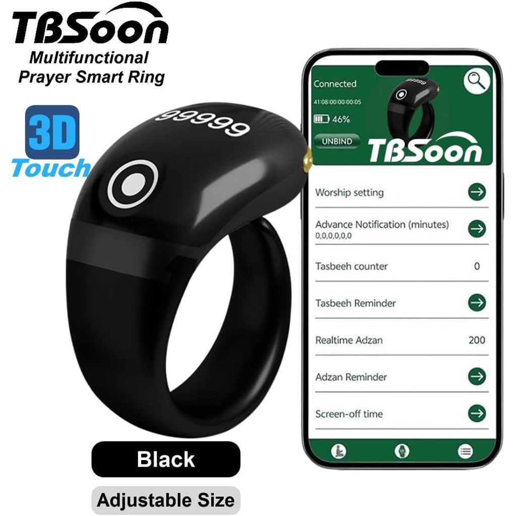 Bague Compteur Digital de Tasbih avec Affichage OLED Étanche – خاتم تسبيح إلكتروني