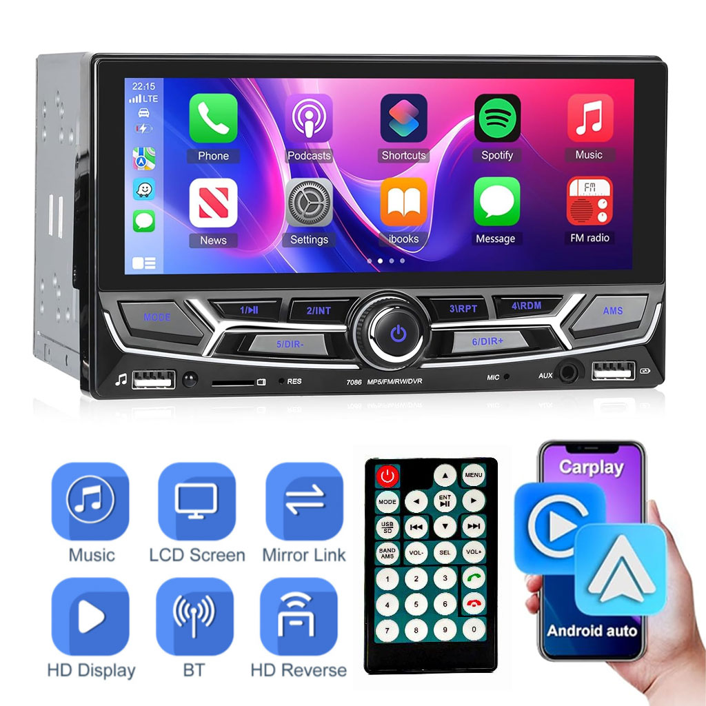 Autoradio 2 Din avec Carplay et Android Auto Ecran Tactile avec Mirror Link – جهاز راديو سيارة