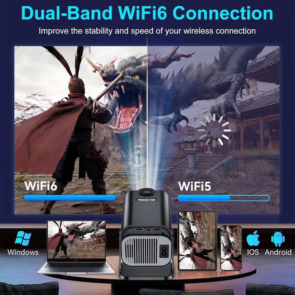 Projecteur portable Full HD HY300 Android 11 WiFi6 et Bluetooth 5.0 - جهاز عرض ذكي - Électronique - صورة 6