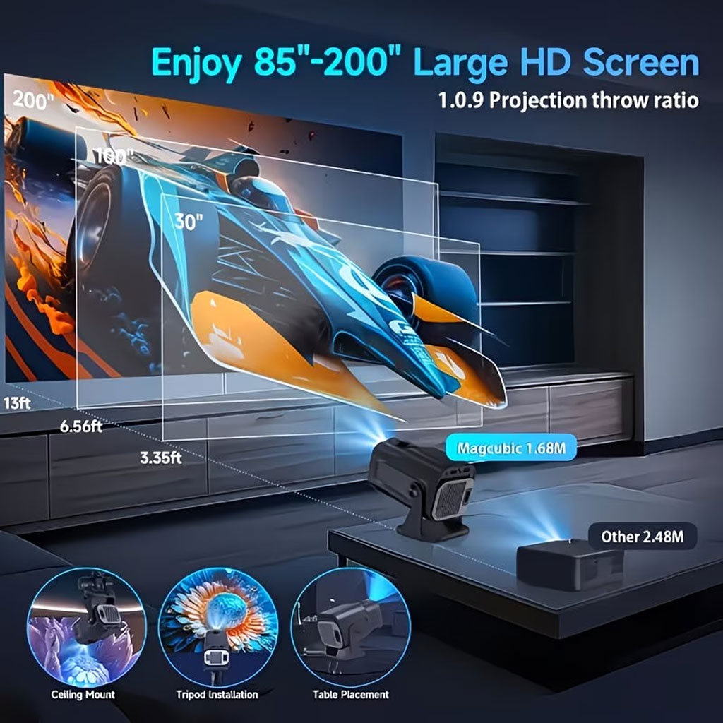 Projecteur portable Full HD HY300 Android 11 WiFi6 et Bluetooth 5.0 - جهاز عرض ذكي - Électronique - صورة 7