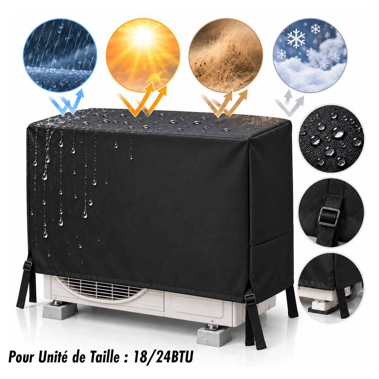 Housse de Protection pour Unité Extérieure de Climatiseur 18000/24000 BTU - غطاء حماية الوحدة الخارجية لمكيف الهواء
