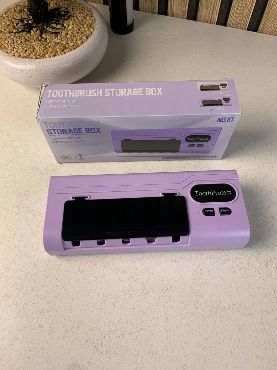 Désinfectant et support de brosse à dents intelligent rechargeable 5 emplacements - حامل فرش الأسنان - Maison - صورة حقيقية 7