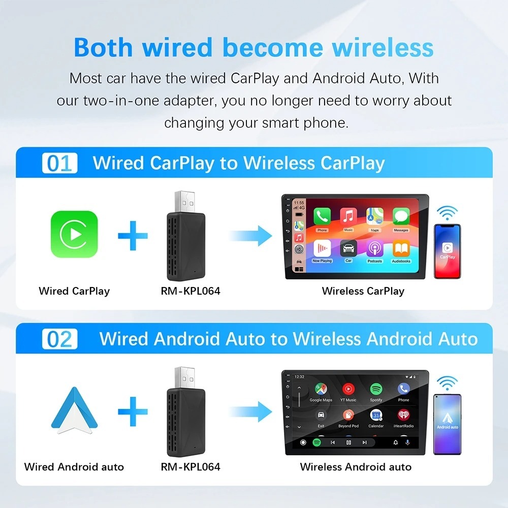 Adaptateur sans fil Android pour voiture Carplay et Android Auto - محول "كاربلاي" اللاسلكي 2 في 1 - Accessoires Auto/Moto - صورة 9