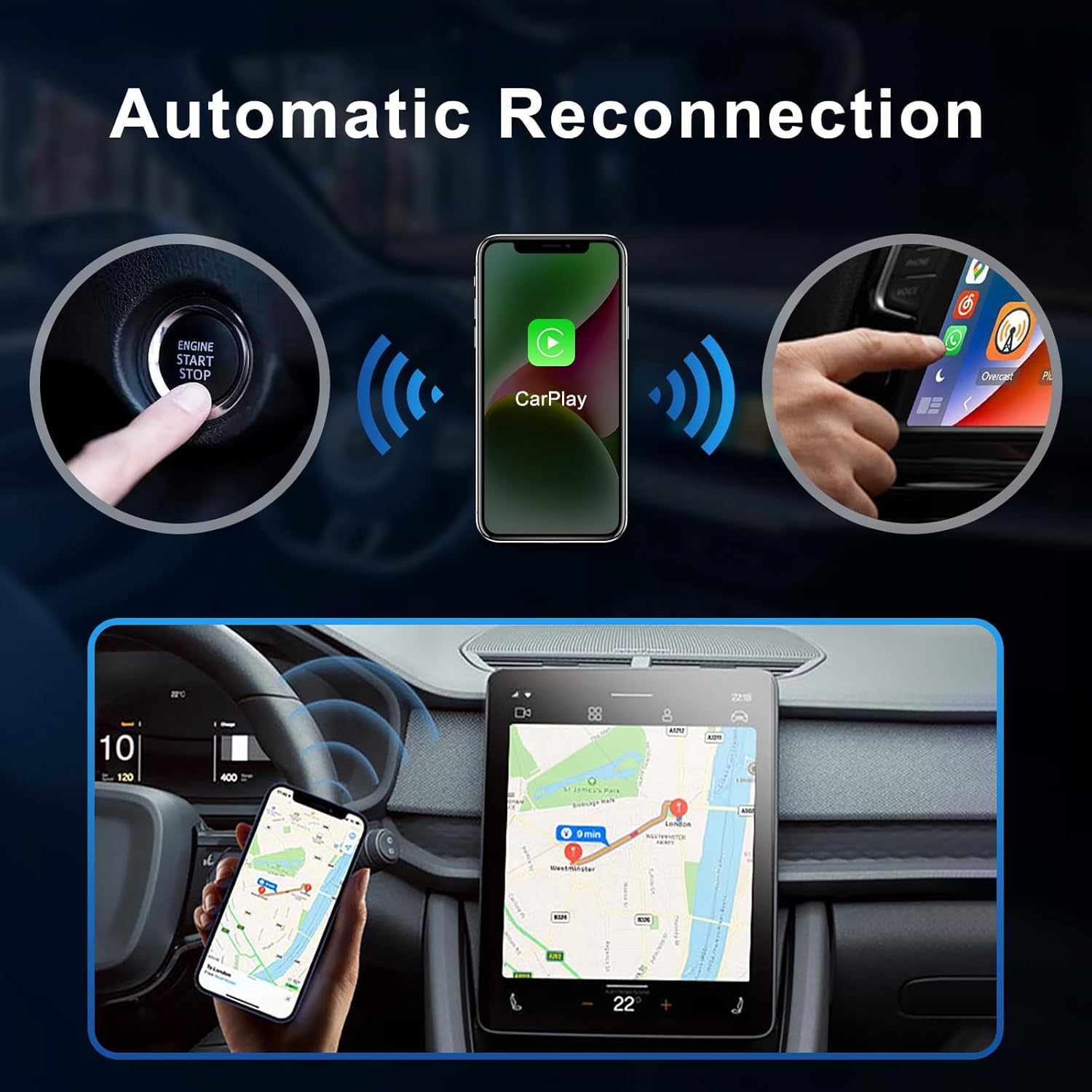 Adaptateur sans fil Android pour voiture Carplay et Android Auto - محول "كاربلاي" اللاسلكي 2 في 1 - Accessoires Auto/Moto - صورة 10