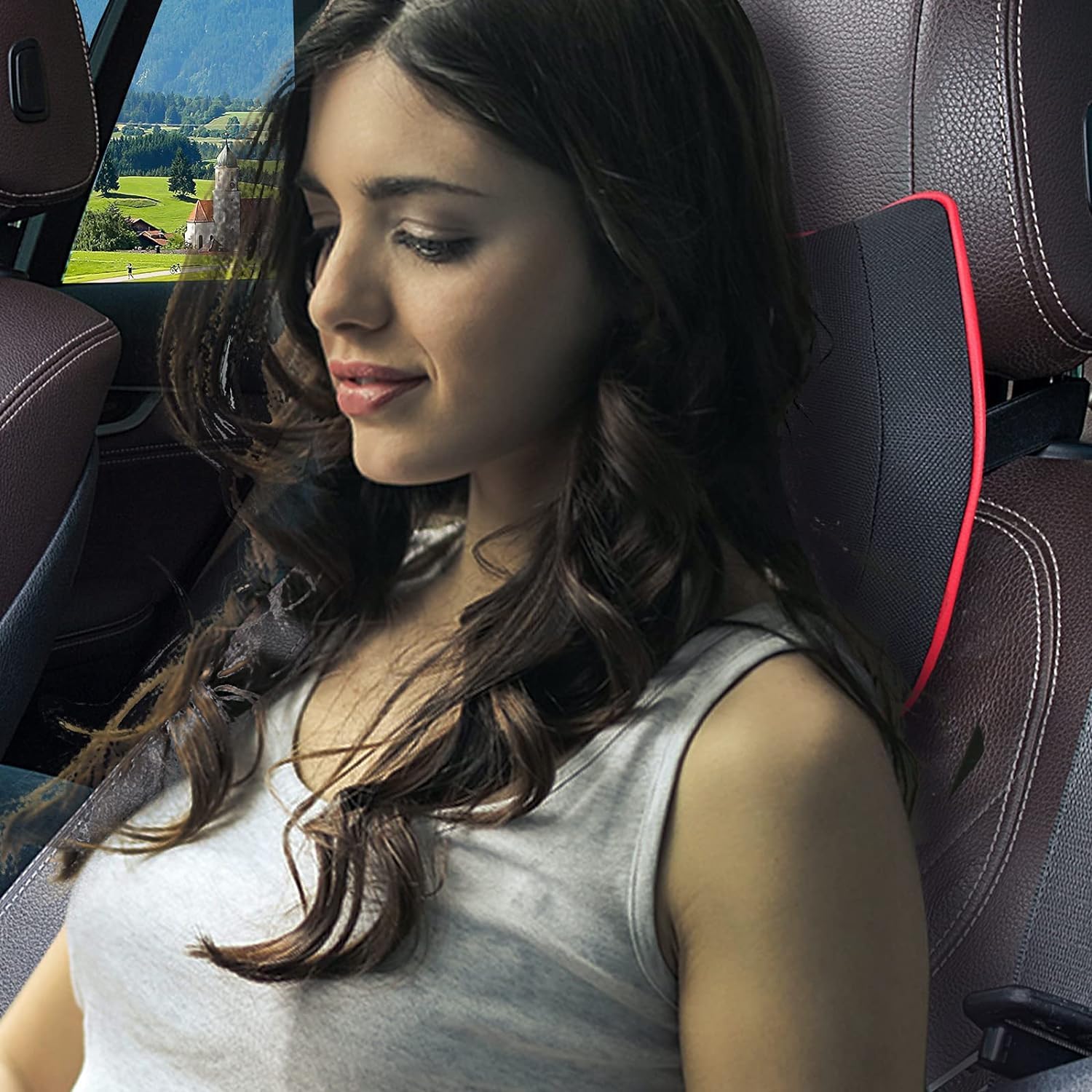 Oreiller cervical d'appui-tête de voiture en mousse à mémoire de forme - وسادة عنق في السيارة - Accessoires Auto/Moto - صورة 2