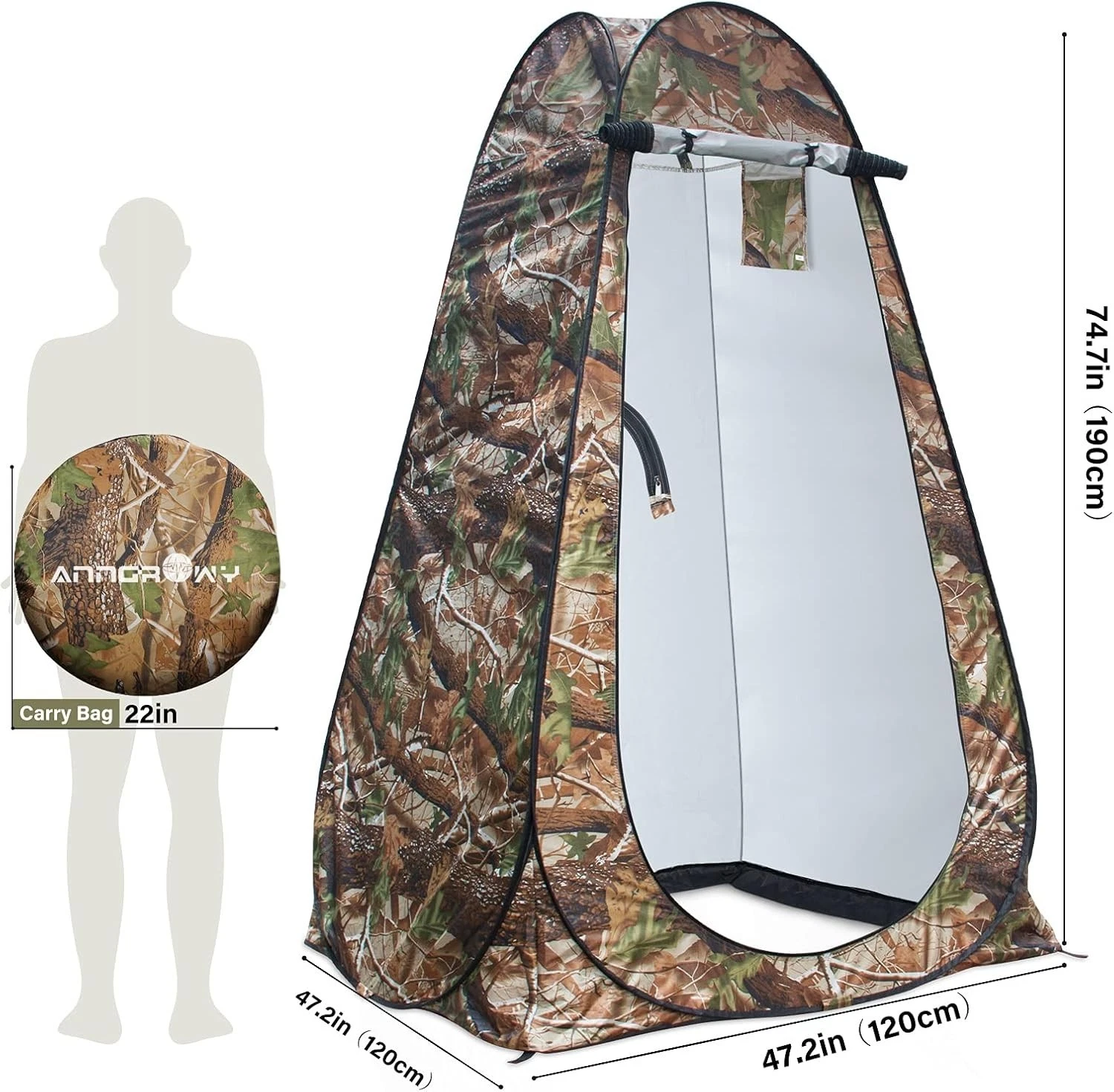 Tente de change pliable protection UPF 50+ et imperméable, 120 x 120 x 190 cm, camouflage - خيمة تغيير الملابس قابلة للطي - Camping et Randonnée - صورة 9