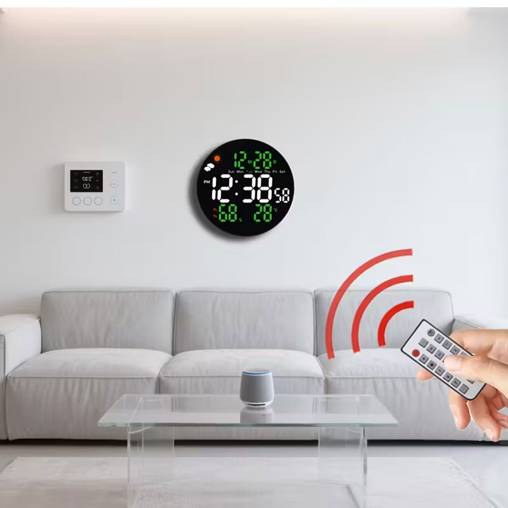 Horloge murale ronde avec télécommande et grand écran LED numérique DS-3853L - ساعة حائط دائرية تعمل بجهاز تحكم عن بعد مزودة بإضاءة رقمية - Électronique - صورة 7