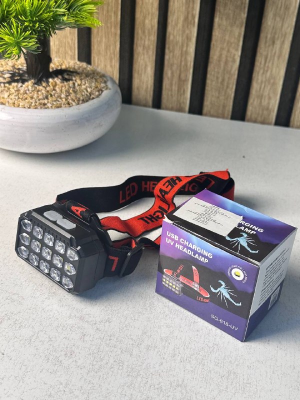 Lampe Frontale LED Rechargeable avec UV SQ-818-UV - مصباح الرأس القابل للشحن بإضاءة مزدوجة - Camping et Randonnée - صورة حقيقية 10