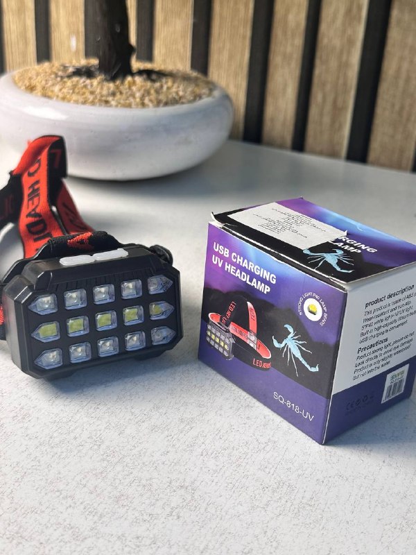 Lampe Frontale LED Rechargeable avec UV SQ-818-UV - مصباح الرأس القابل للشحن بإضاءة مزدوجة - Camping et Randonnée - صورة حقيقية 11
