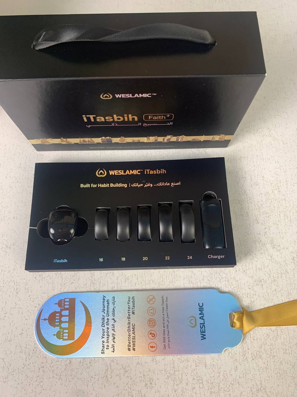 Anneau de Zikr Étanche avec Écran OLED iTasbih Faith+ Black - خاتم التسبيح الذكي المقاوم للماء بـ5 مقاسات - Électronique - صورة حقيقية 12