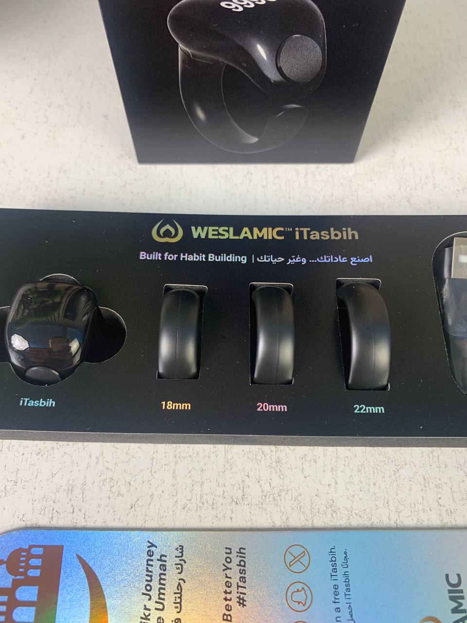 Anneau de Zikr Étanche avec Écran OLED iTasbih Salam+ - خاتم التسبيح الذكي المقاوم للماء بـ3 مقاسات - Électronique - صورة حقيقية 14