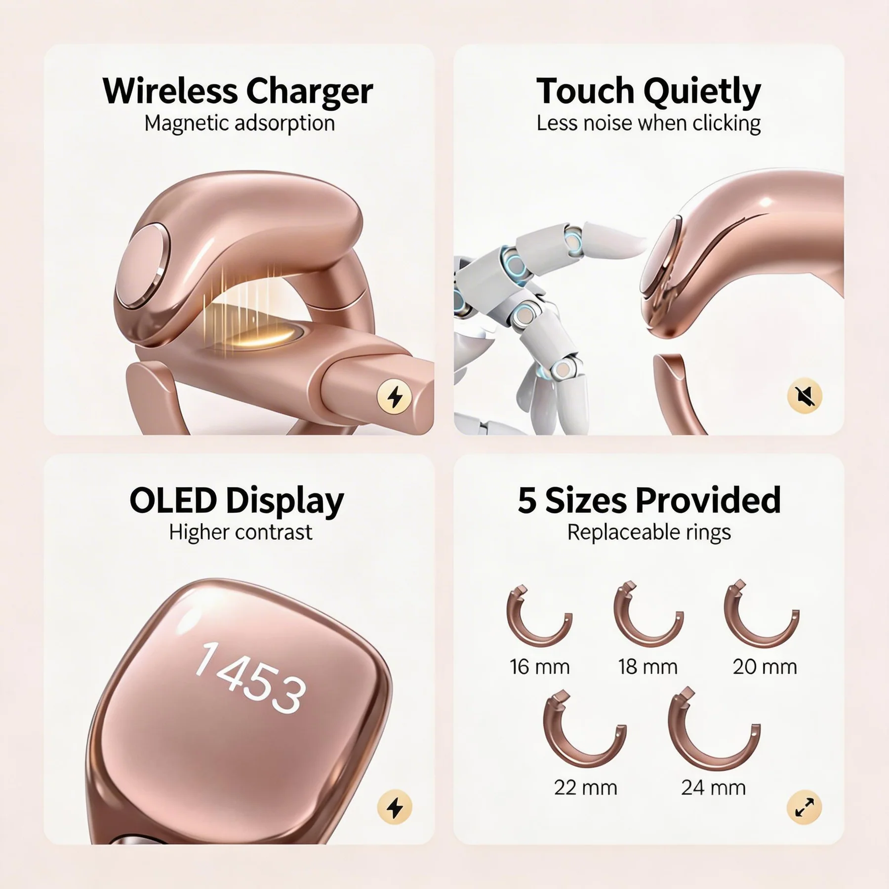 Anneau de Zikr Étanche avec Écran OLED iTasbih Faith+ Gold - خاتم التسبيح الذكي المقاوم للماء بـ5 مقاسات - Électronique - صورة 5