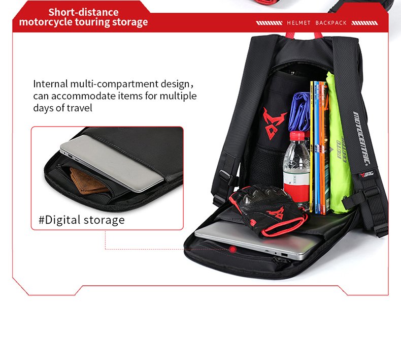 Sac à Dos MOTOCENTRIC pour Casque de Moto - حقيبة ظهر المخصصة لخوذة الدراجة النارية - Accessoires Auto/Moto - صورة 12