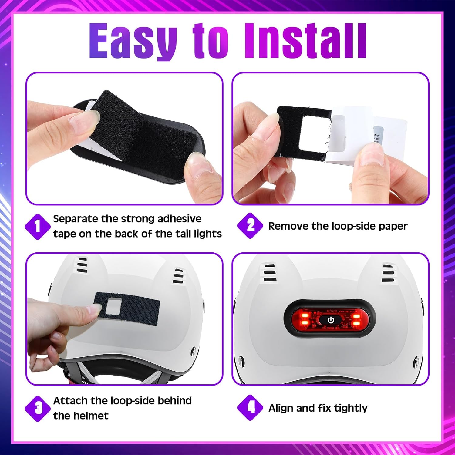 Feu arrière LED intelligent pour casque - مصباح تحذيري خلفي للخوذة للدراجات النارية - Accessoires Auto/Moto - صورة 9