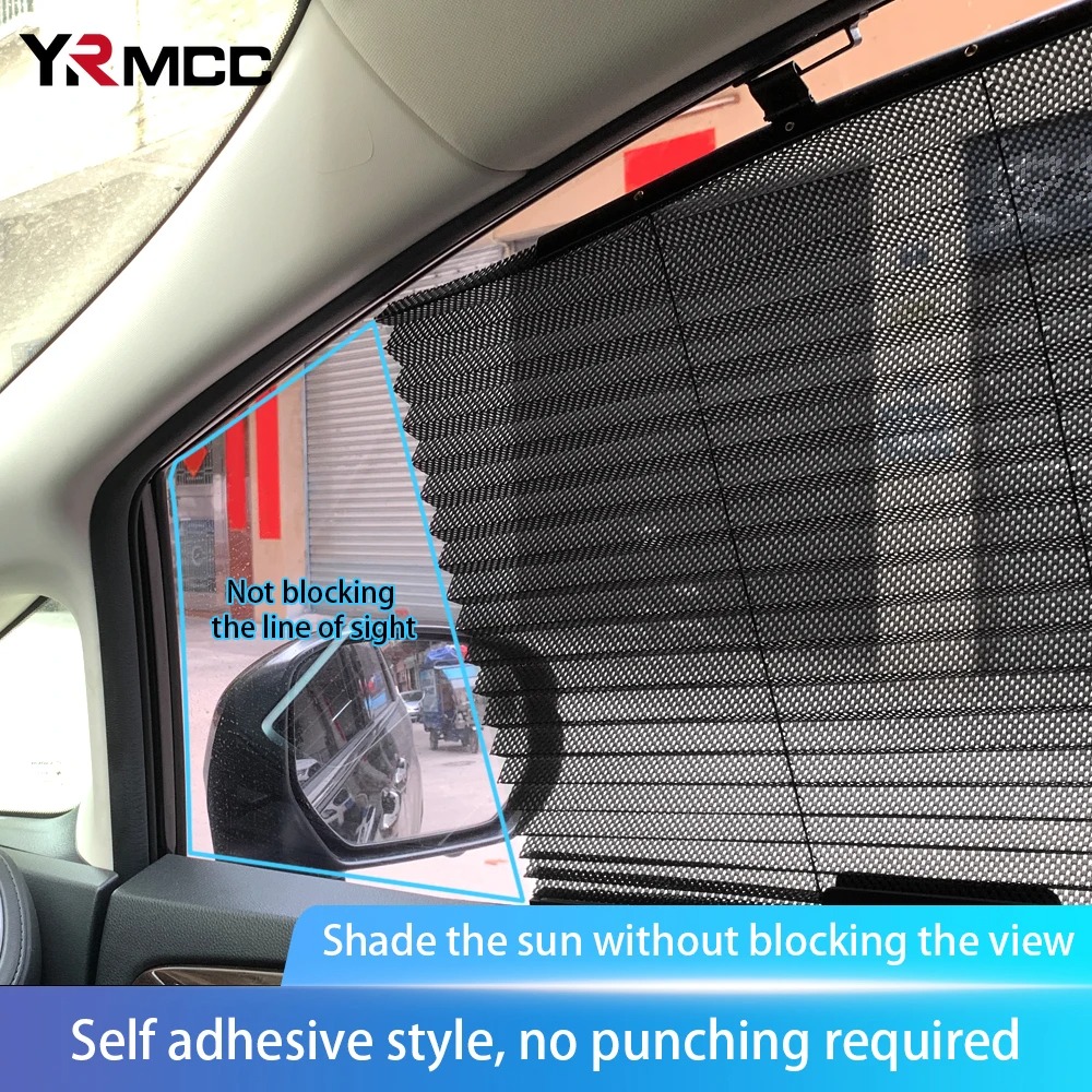 Rideau pare-soleil rétractable pour vitres de voiture 4Pcs – واقي الشمس في السيارة - Accessoires Auto/Moto - صورة 3