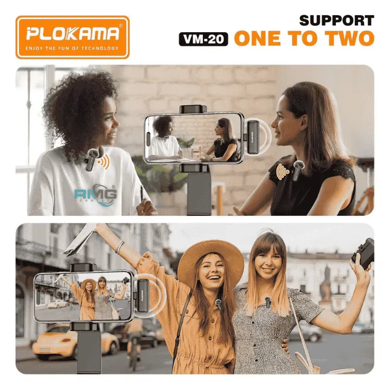Microphone cravate sans fil Plokama VM-20 2,4 GHz - ارتقِ بصوتك إلى المستوى الاحترافي مع ميكروفون اللاسلكي المزدوج - Électronique - صورة 5
