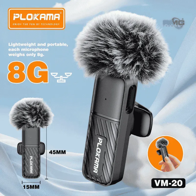 Microphone cravate sans fil Plokama VM-20 2,4 GHz - ارتقِ بصوتك إلى المستوى الاحترافي مع ميكروفون اللاسلكي المزدوج - Électronique - صورة 6