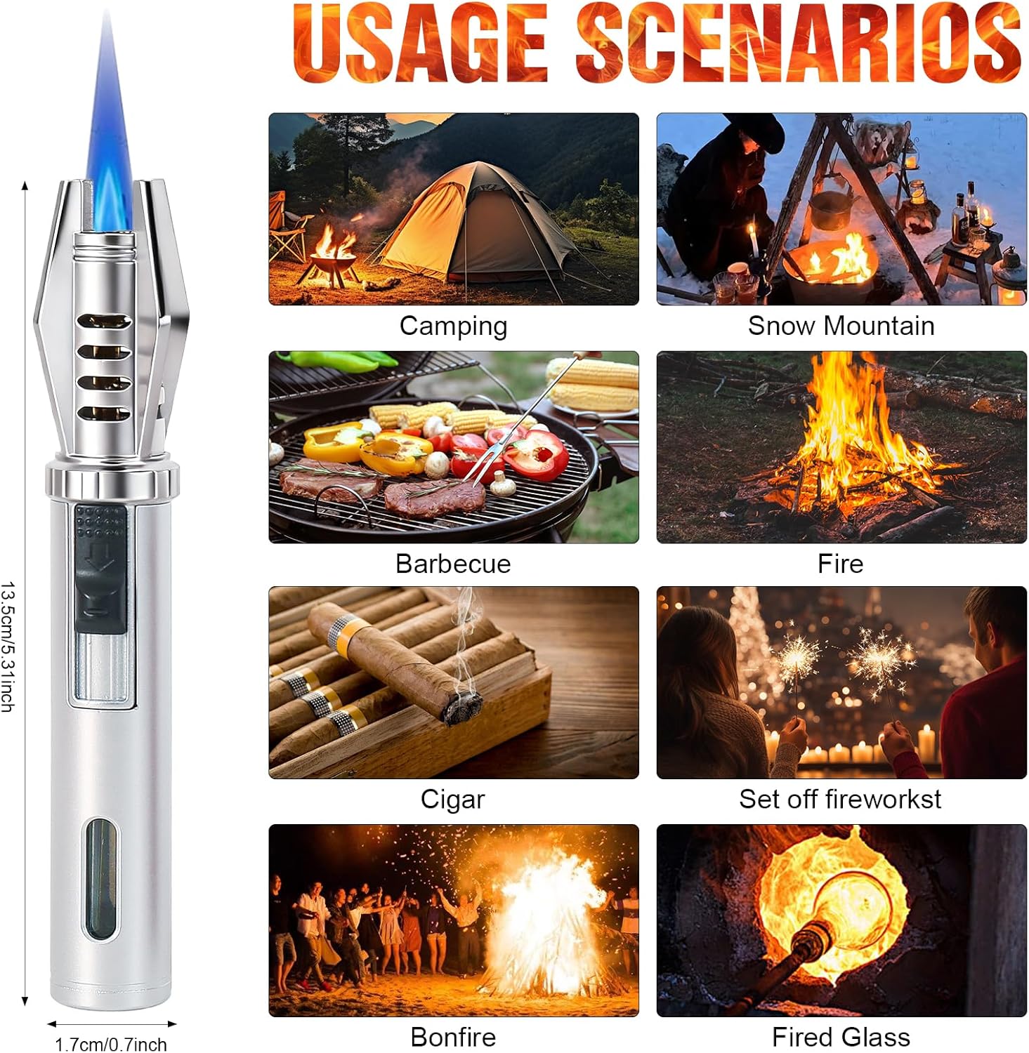 Mini Briquet Torche Professionnel à Jet Flamme - ولاعة مقاومة للرياح (1300 درجة) - Camping et Randonnée - صورة 9