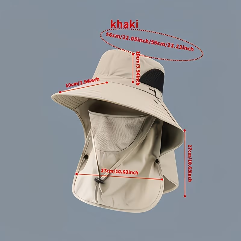 Chapeau de protection solaire printemps-été avec couvrant le visage - قبعة للحماية من الشمس بتصميم شال تغطي الوجه - Camping et Randonnée - صورة 13