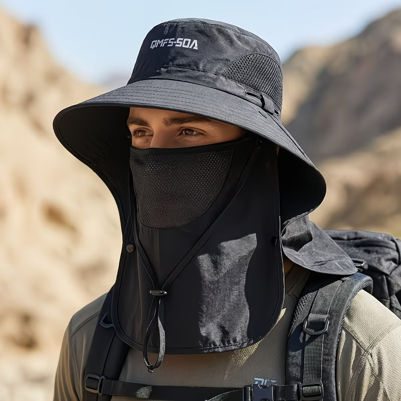 Chapeau de protection solaire printemps-été avec couvrant le visage - قبعة للحماية من الشمس بتصميم شال تغطي الوجه - Camping et Randonnée - صورة 14