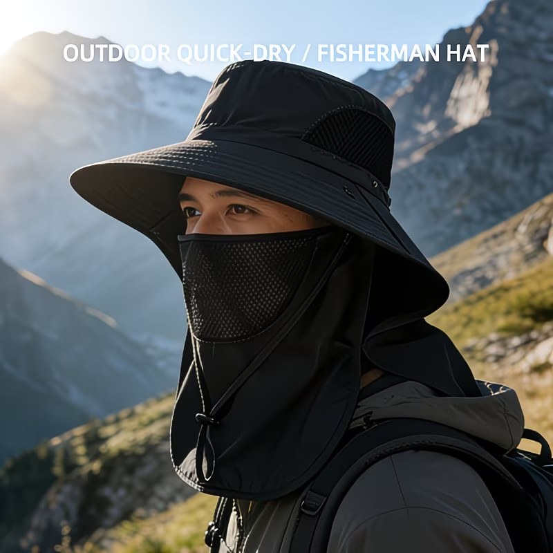 Chapeau de protection solaire printemps-été avec couvrant le visage - قبعة للحماية من الشمس بتصميم شال تغطي الوجه - Camping et Randonnée - صورة 7