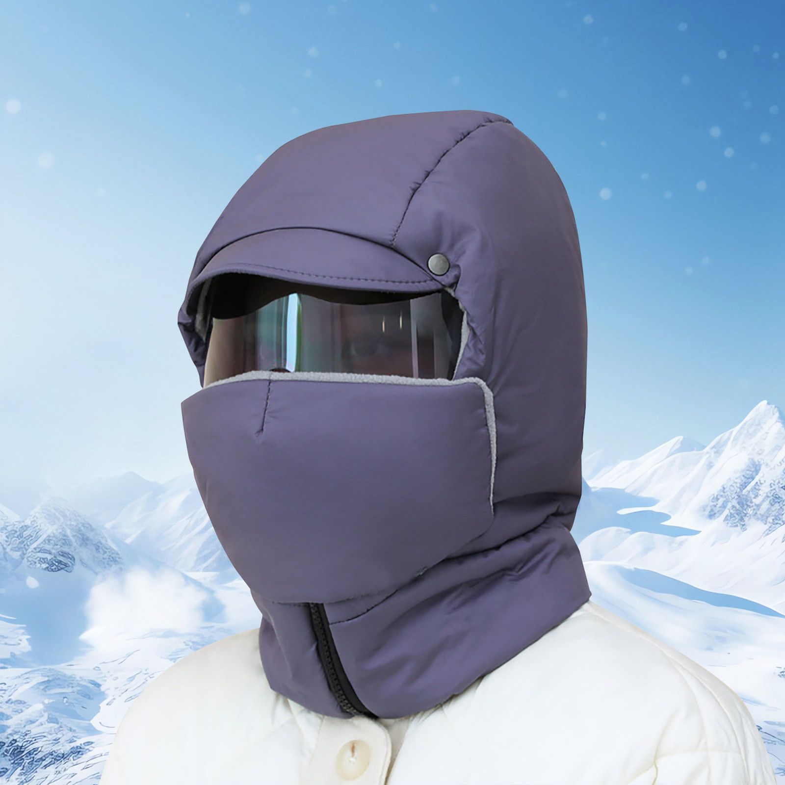 Bonnet d'Hiver Moto Coupe-Vent avec Lunettes et Cache-Visage - قبعة شتوية للرجال مع نظارات وقناع لحماية الوجه من البرد