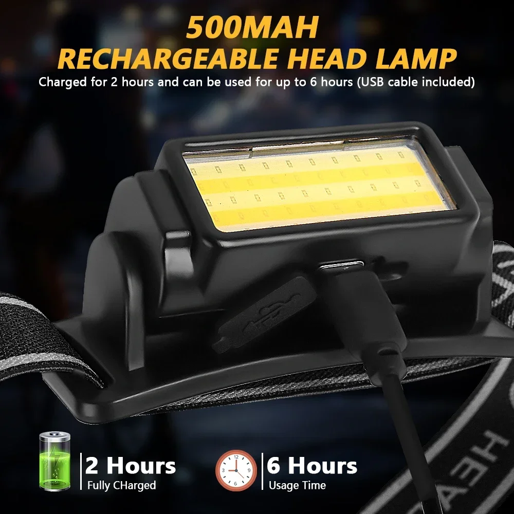 Lampe Frontale LED Rechargeable USB avec Inclinaison et Bandeau Réglables - مصباح رأس قابل للشحن بقوة 1000 لومن - Électronique - صورة 8