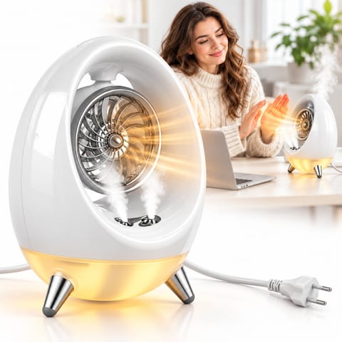 Chauffage Soufflant de Bureau 500W avec Humidificateur - مدفئة مكتبية 500 واط مع مروحة ورذاذ ترطيب