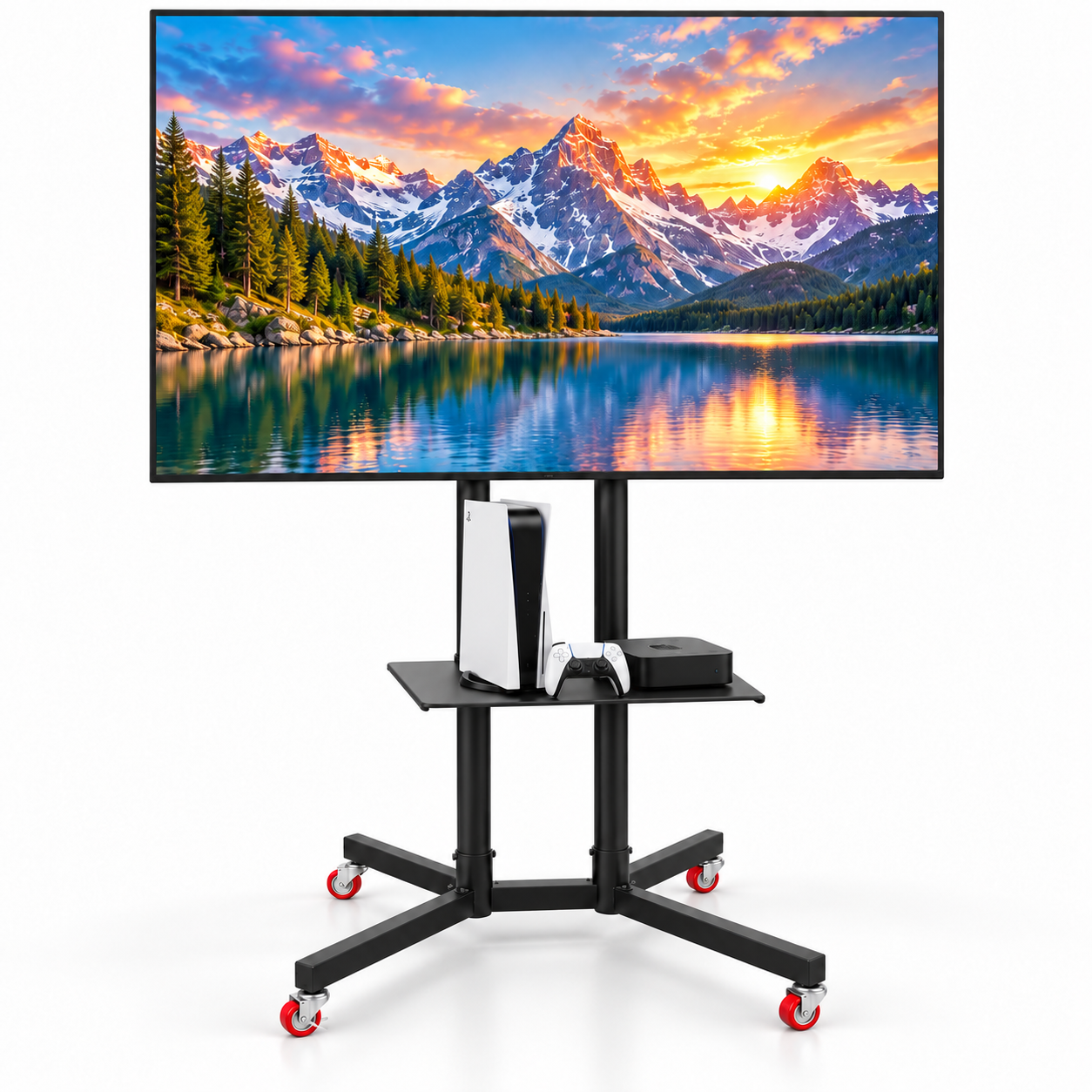 Support TV Mobile Sur Roulettes avec Étagère GM - حامل تلفاز متحرك بعجلات ورف وسائط