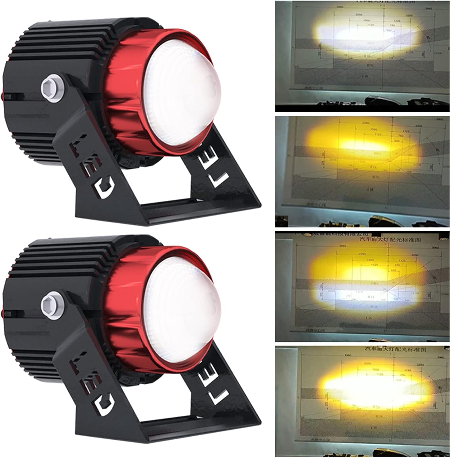 Lot de 2 Projecteurs LED de Moto 36W Double Couleur TD35 - طقم كشافات ضباب ليد مزدوجة اللون للدراجات النارية - Accessoires Auto/Moto - صورة 7