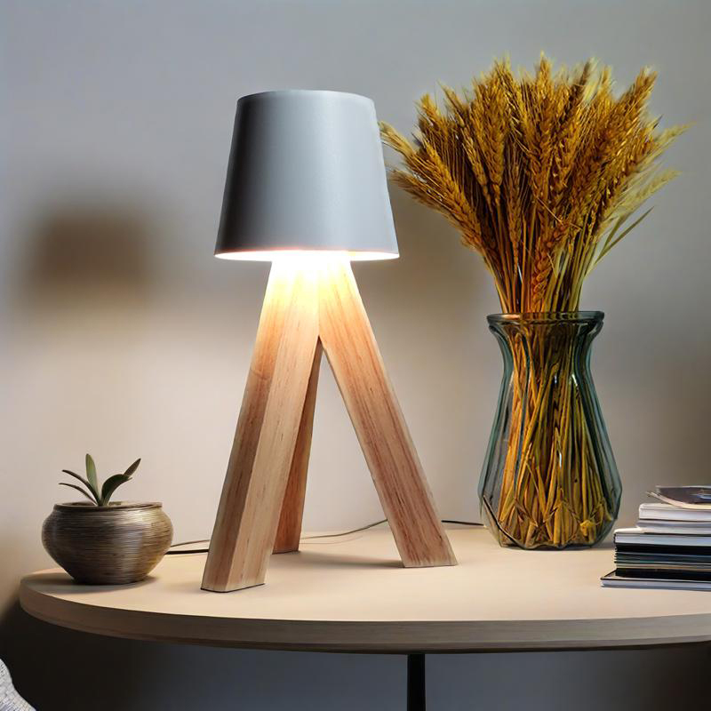 Lampe de Table LED Décorative en Bois, Rechargeable et Tactile — مصباح طاولة خشبي ديكوري قابل للشحن بالتحكم باللمس - Décoration - صورة 13