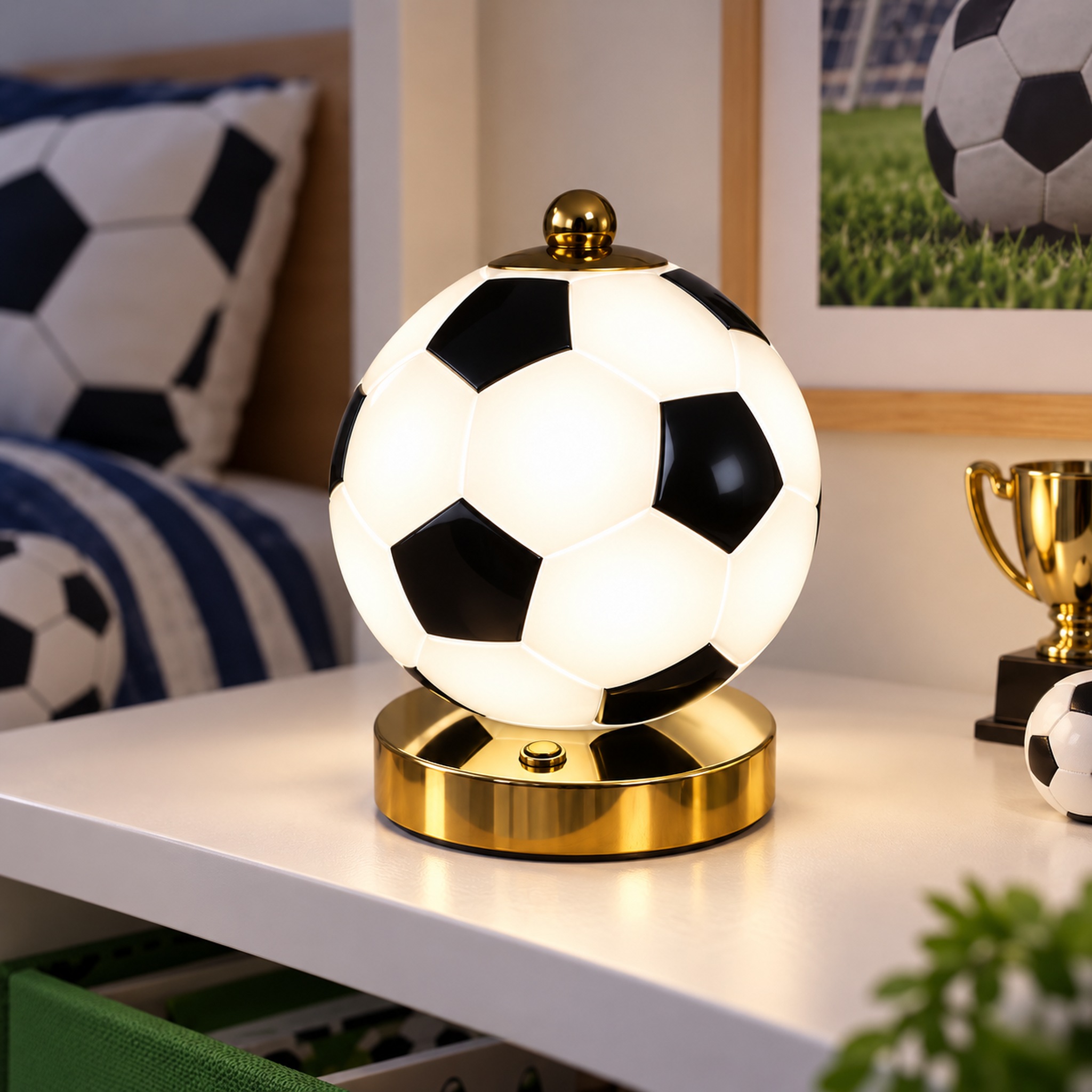 Lampe Ballon de Football LED – مجسم كرة القدم الذهبي للزينة والهدايا