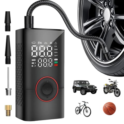 Compresseur à air et Gonfleur de Pneu Portable Sans Fil 150 PSI - مضخة هواء كهربائية لاسلكية للسيارات والدراجات