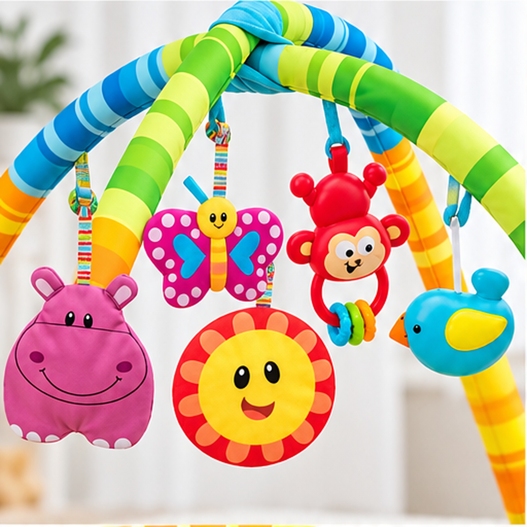 Tapis d’Éveil et d’Activités pour Bébé avec Arches 75×50 cm - بساط لعب وأنشطة للرضع بأقواس وألعاب معلّقة