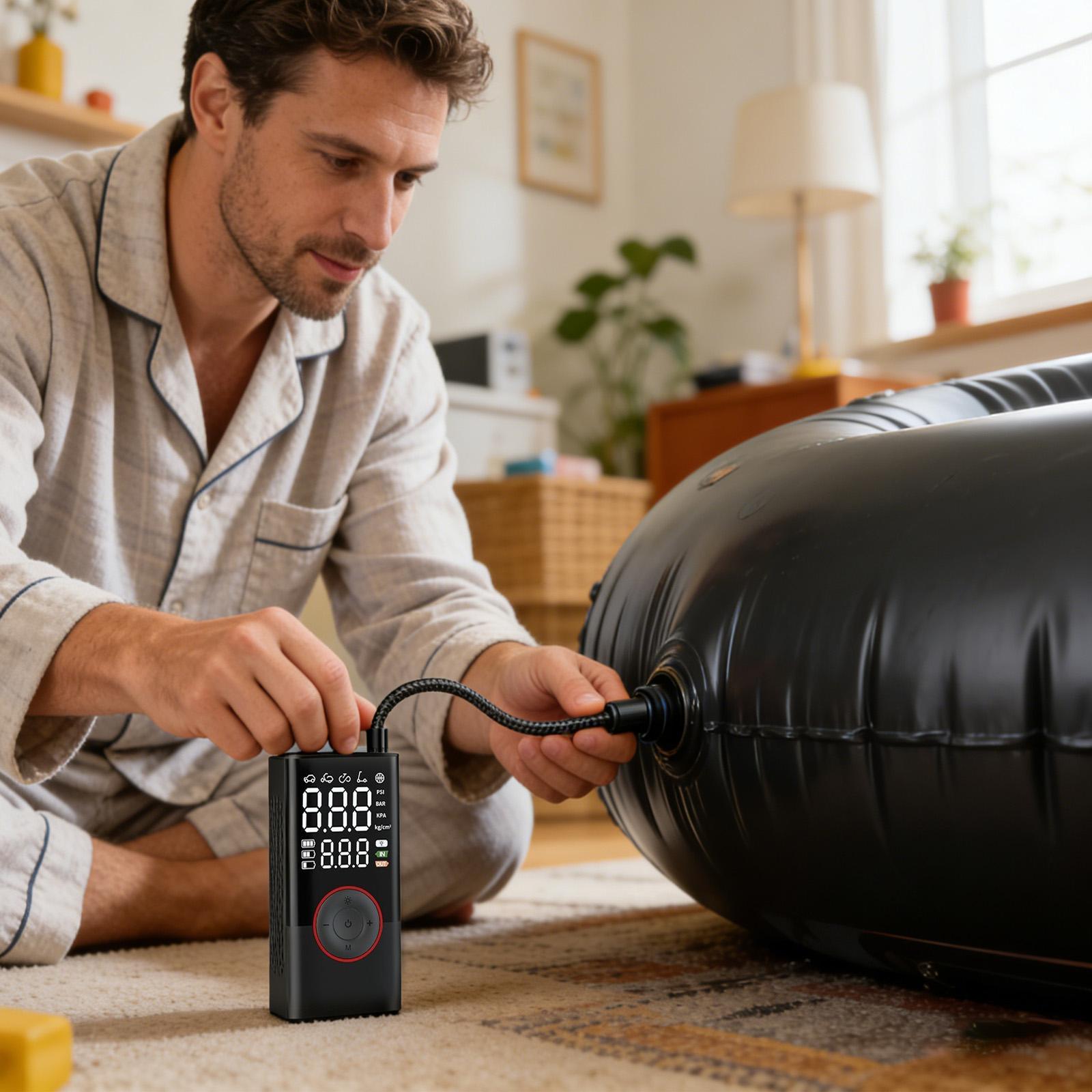 Compresseur à air et Gonfleur de Pneu Portable Sans Fil 150 PSI - مضخة هواء كهربائية لاسلكية للسيارات والدراجات