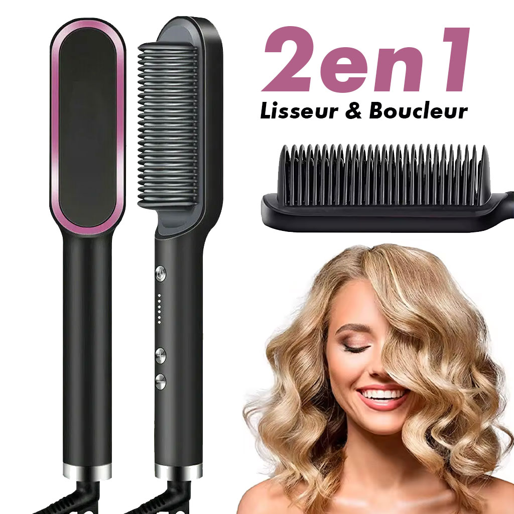Brosse à cheveux chauffante en céramique 6 niveaux de chaleur 360° – Lisseur HQT-909B - Soins et Beauté - صورة 9
