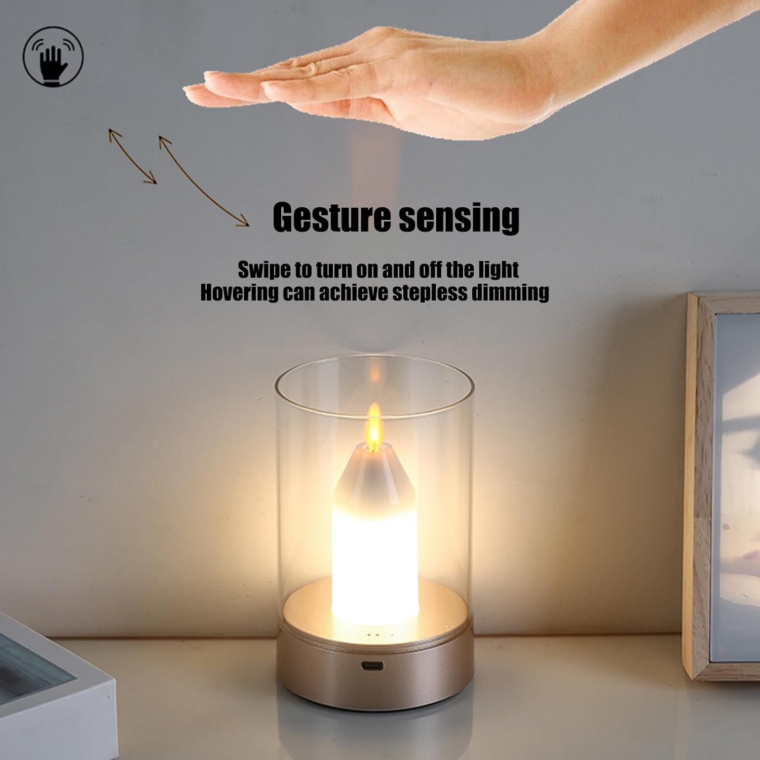 Bougie LED sans Flamme Rechargeable avec Détecteur de Gestes - شمعة بدون لهب قابلة للشحن بتحكم بإشارة اليد - Décoration - صورة 8