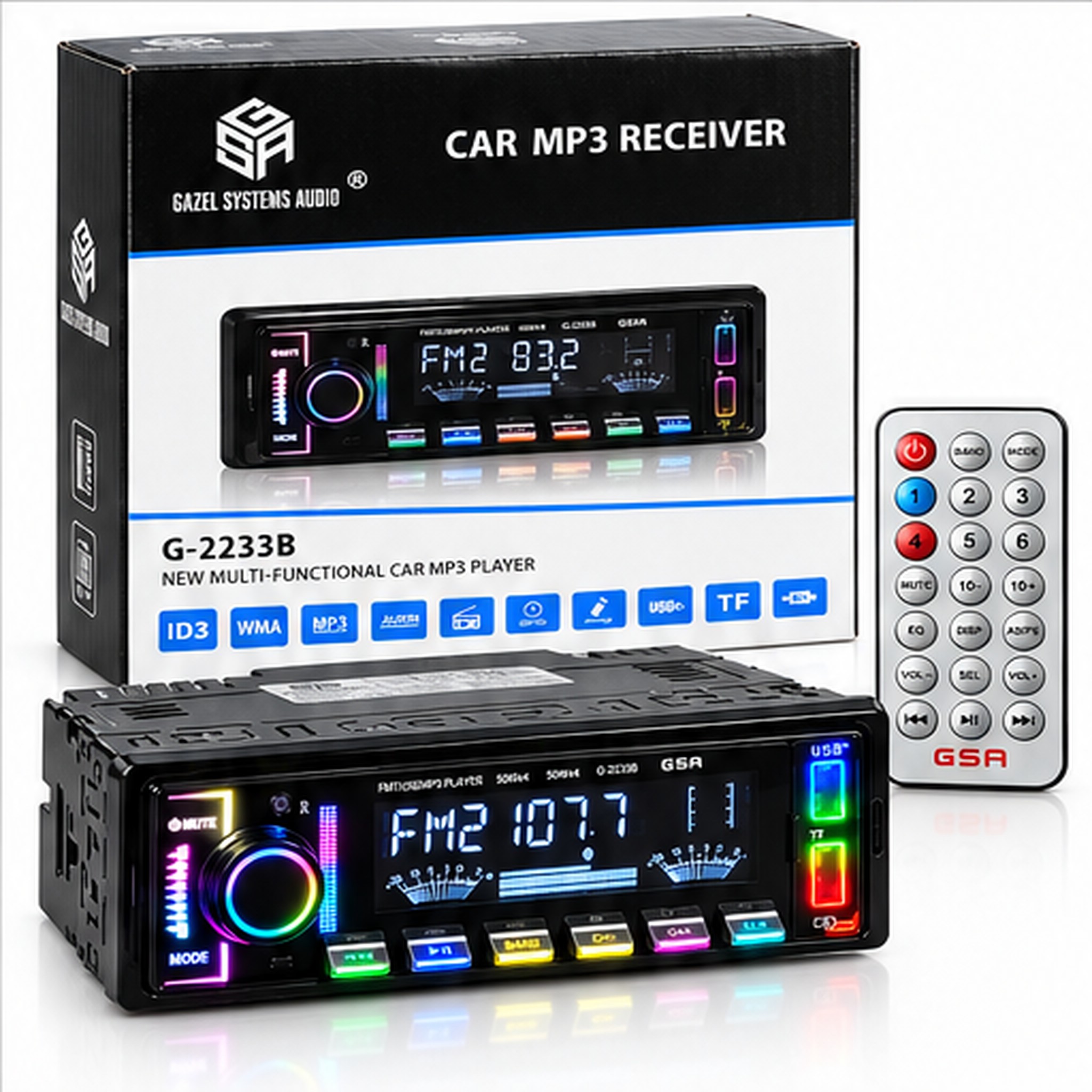 Autoradio MP3 Bluetooth avec Éclairage RGB USB et Télécommande G-2233B - راديو سيارة بلوتوث بإضاءة وجهاز تحكم عن بعد - Accessoires Auto/Moto - صورة 7