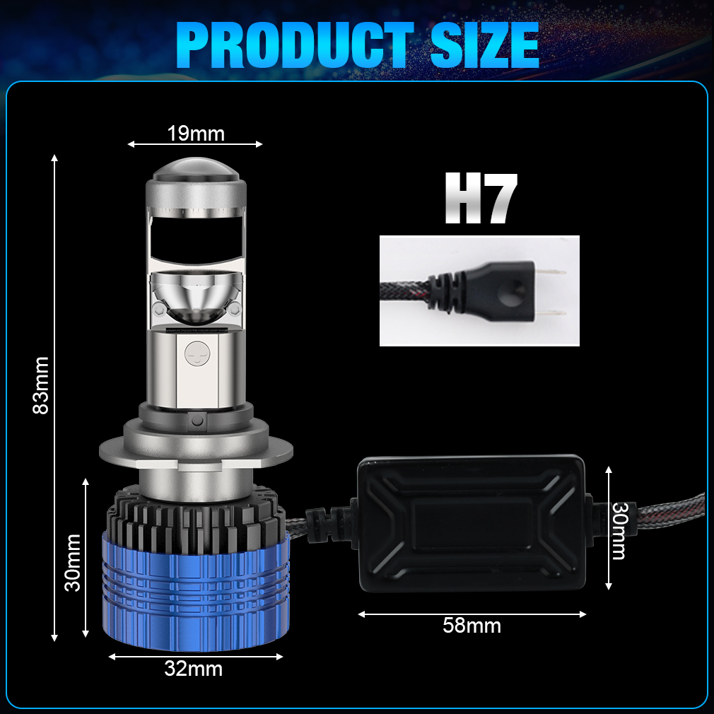T80 Mini Loupe de Phare Laser LED H7 avec Lentille de Projecteur - مصابيح ليد أمامية للسيارة جد ساطعة - Accessoires Auto/Moto - صورة 10