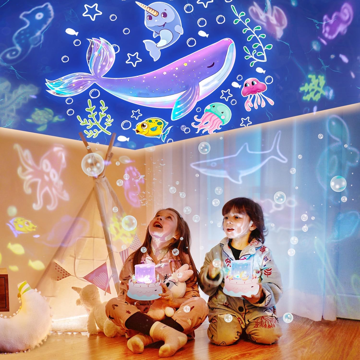 Projecteur Ciel Étoilé LED 360° avec 21 Films et Musique - مصباح إسقاط النجوم للأطفال مع 21 مشهدًا وموسيقى - Décoration - صورة 7