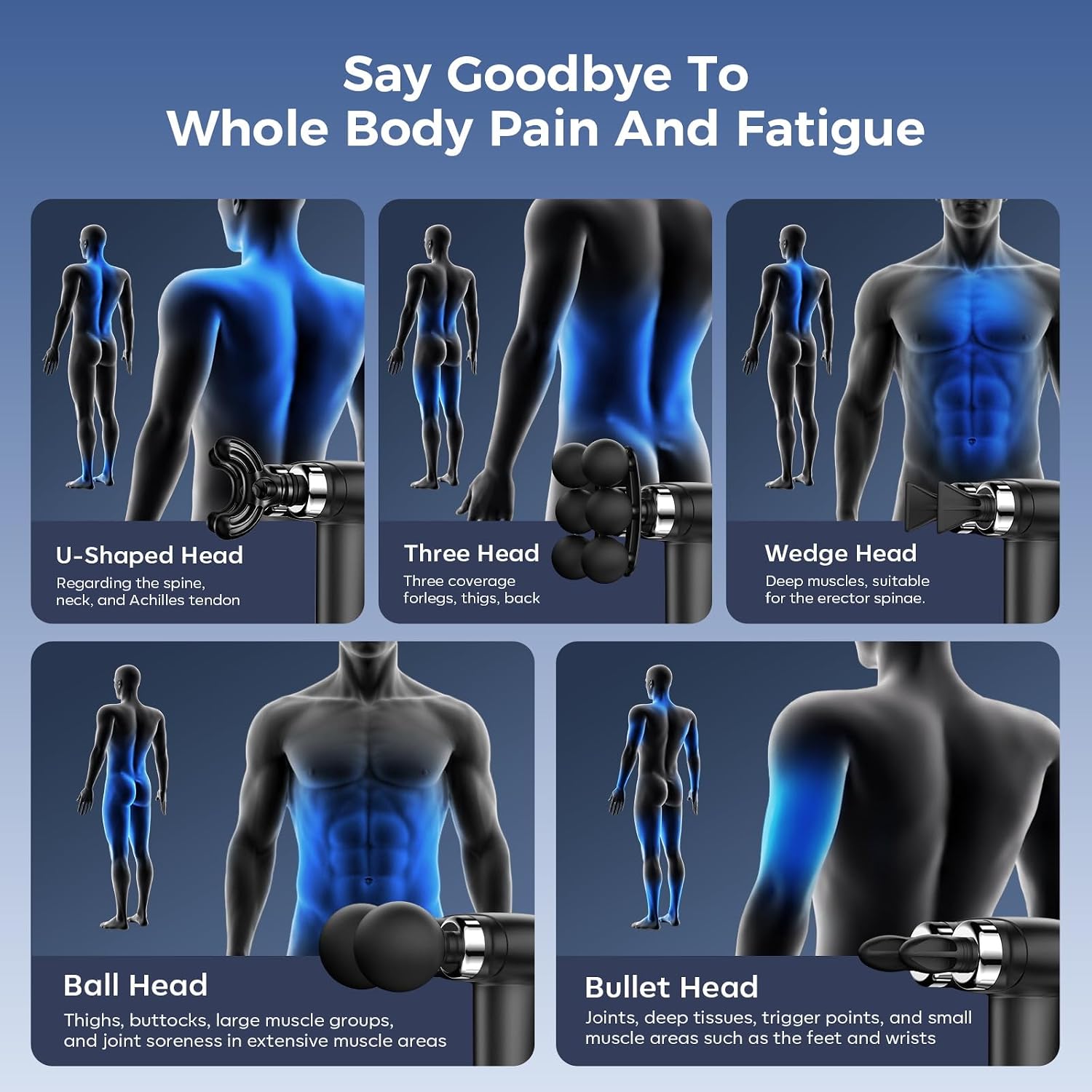 Pistolet de Massage Musculaire Électrique à 6 Têtes - جهاز مساج تدليك العضلات بـ 6 رؤوس - Sport - صورة 9