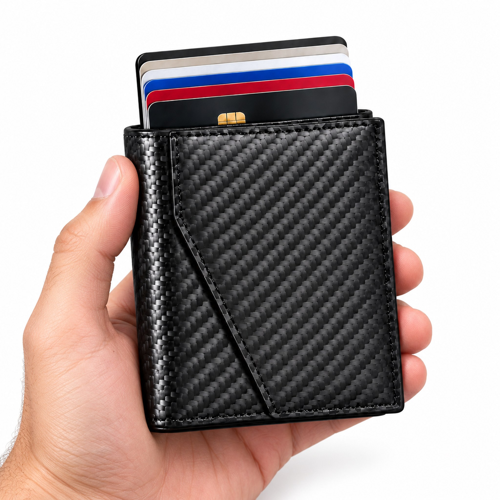 Porte-cartes Pop Up avec Rangement pour Billets - حامل بطاقات بآلية إخراج سريعة وجيب جانبي للنقود