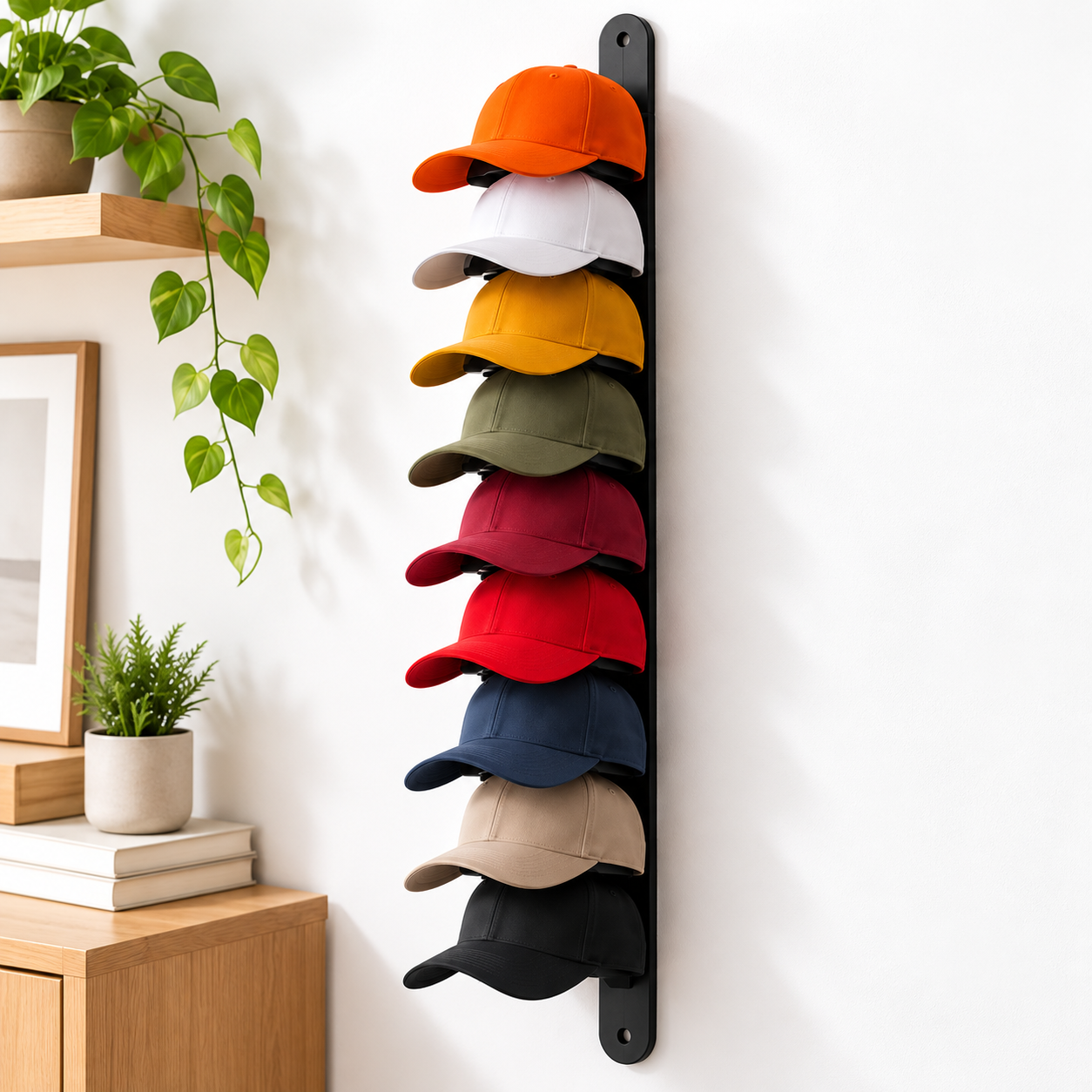 Support Mural pour Casquettes jusqu’à 9 Pièces - حامل جداري لتنظيم القبعات حتى 9 قبعات