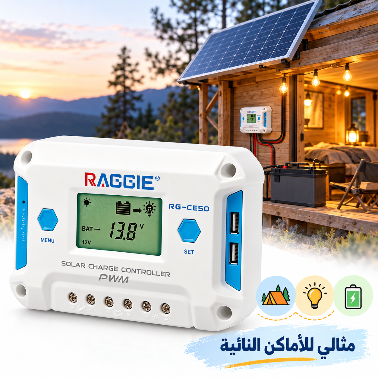 Régulateur de Charge Solaire PWM RAGGIE RG-CE10 - منظم شحن الطاقة الشمسية